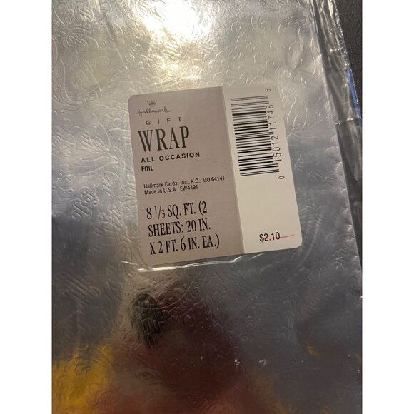 Vintage Hallmark All Occasions Foil Sealed Gift Wrap - Silver Foil - 2 Sheets - Picture 2 of 3